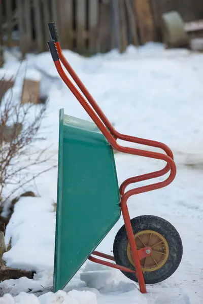 Wheelbarow Placed Snow — Stock Photo, Image