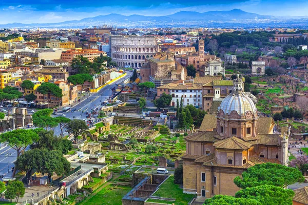 Paisagem Urbana Cidade Roma Itália Vista Aérea — Fotografia de Stock