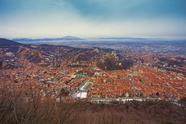 Brasov Şehir Panoraması Hava Manzarası — Stok fotoğraf