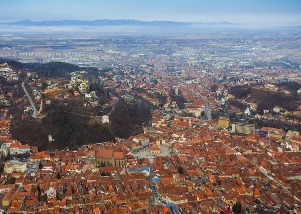 Brasov Panorama Ciudad Vista Aérea — Foto de Stock