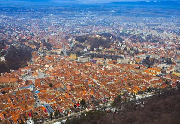 Panorama Miasta Braszów Widok Lotu Ptaka — Zdjęcie stockowe