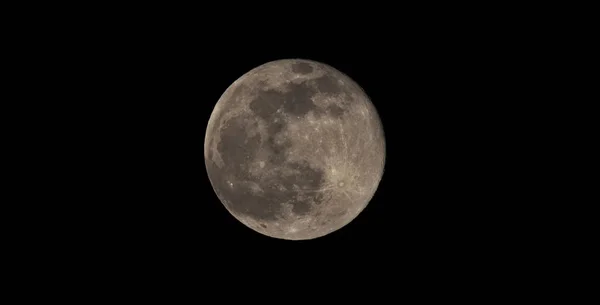 Pleine Lune Dans Fond Ciel Noir Photo Prise Avec Gros — Photo