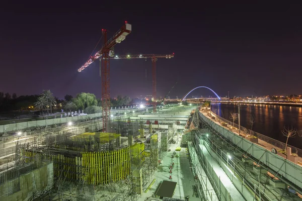 Cantiere Edifici Notte Dubai — Foto Stock
