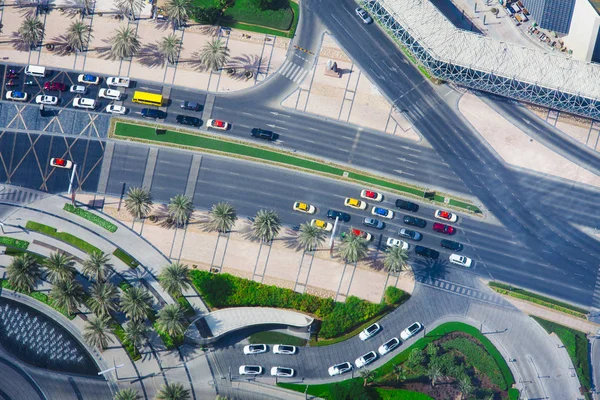 Воздушный Вид Перекресток Автомобильным Движением Городе — стоковое фото