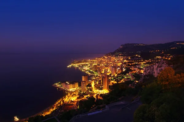 Cidade Monte Carlo Noite Mónaco — Fotografia de Stock