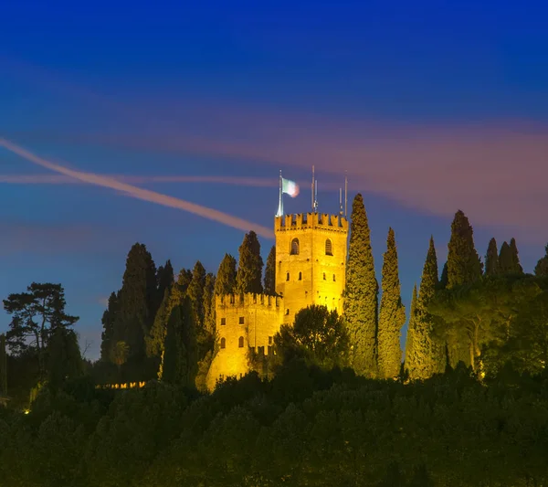 Castelo Conegliano Noite Após Cena Pôr Sol Itália — Fotografia de Stock