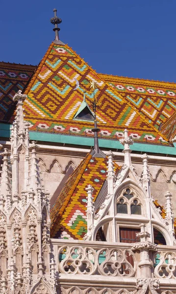 Matias Detalhes Telhado Igreja Budapeste Hungria — Fotografia de Stock