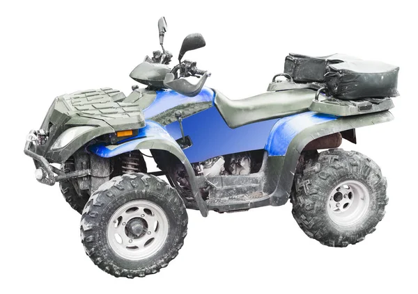 Azul Quadriciclo Atv Isolado Fundo Branco — Fotografia de Stock