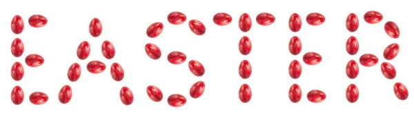Великоднє Слово Червоних Яєць Ізольовано Білому Тлі — стокове фото