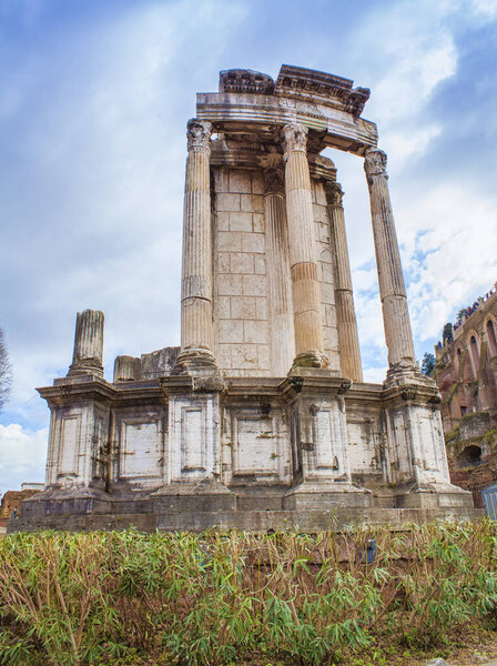 old ruins in Roman Forum, Rome city. Italy