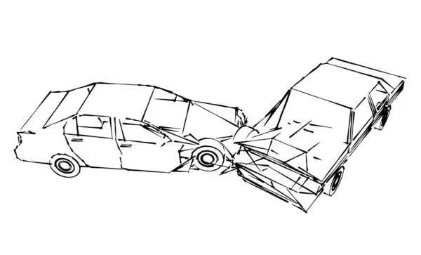自動車事故のベクトル図です スケッチスタイル — ストックベクタ