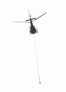 Kanca ve ip ile uçan helikopterin vektör çizimi