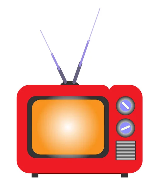 Vektor Illustration Des Alten Retro Fernsehers Mit Antenne Und Tasten — Stockvektor