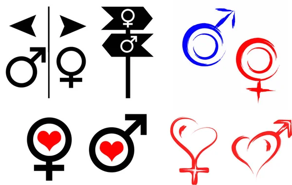 Hombre Mujer Hombre Símbolos Femeninos Ilustración Vectorial — Vector de stock