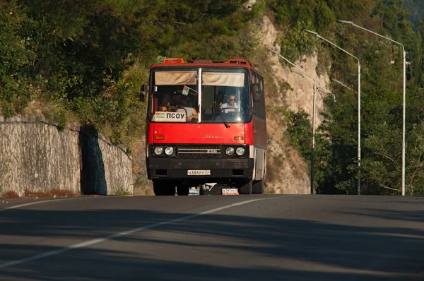 Eski otobüs, Gagra, Abhazya, Eylül 2016. Ikarus otobüsü Sovyet zamanında SSCB 'ye teslim edildi