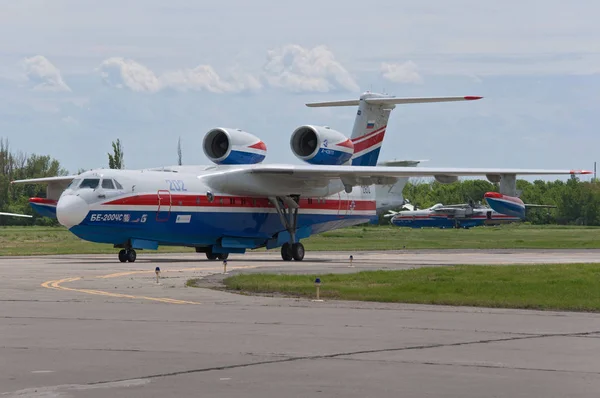 Be-200 amphibious aircraft, aviation plant, Taganrog, Russia, May 16, 2015 — Stock Photo, Image