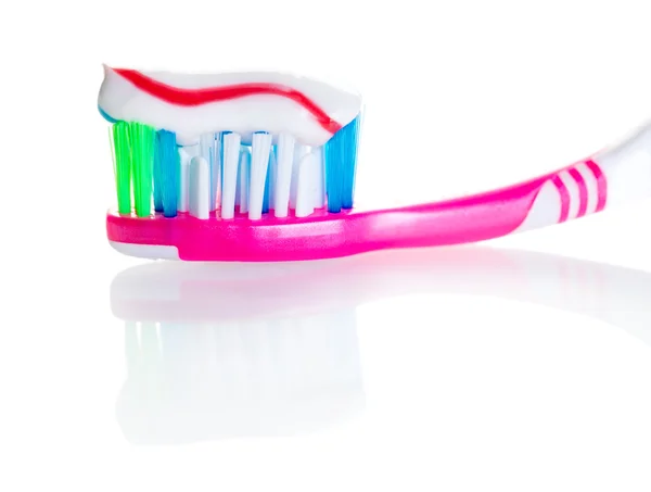 Toothbrush with toothpaste close-up Royalty Free Stock Photos