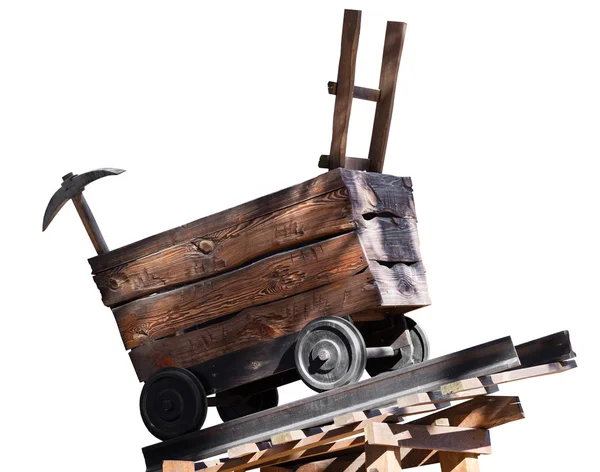 Wooden trolley with a pick — Stock Photo, Image