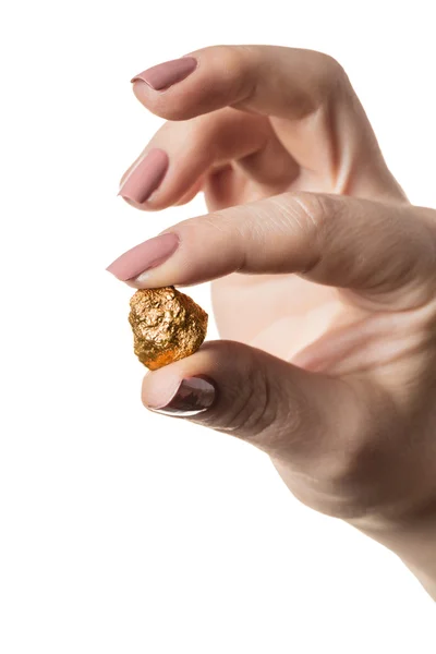 Gouden Goudklompje in hand — Stockfoto