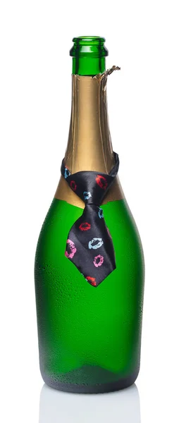 Garrafa de champanhe em gravata — Fotografia de Stock
