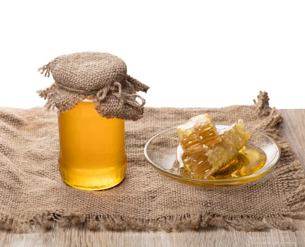 蜂蜜の瓶し、ハニカム — ストック写真