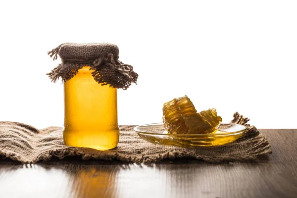 蜂蜜の瓶し、ハニカム — ストック写真