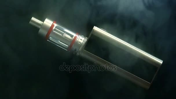 Electronic cigarette close-up in smoke — Stock Video