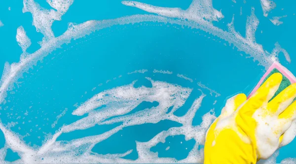 Temizlik cam pencere cam deterjan ve silme veya sünger ile el