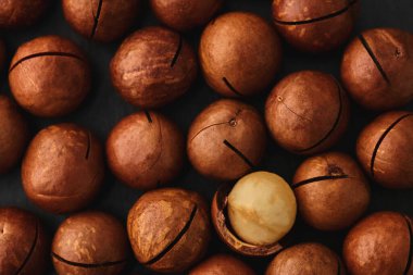 Macadadam fıstıklarının yiyecek arkaplan dokusu yakın plan                               