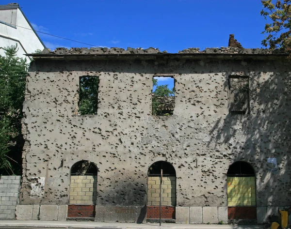 Damaged and ruined building after Bosnian War, Mostar, Bosnia and Herzegovina