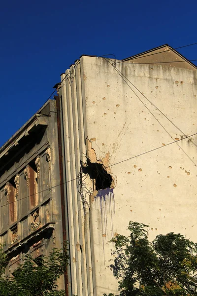 Bâtiment Endommagé Ruiné Après Guerre Bosnie Mostar Bosnie Herzégovine — Photo