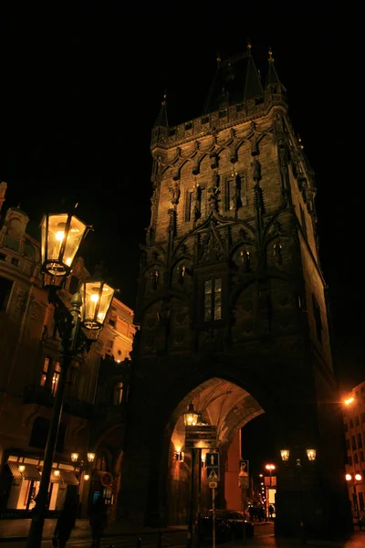 Torre Noite Praga República Checa — Fotografia de Stock
