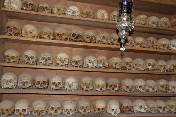 Skulls Monks Interior Monastery Meteora Thessaly Greece — 스톡 사진