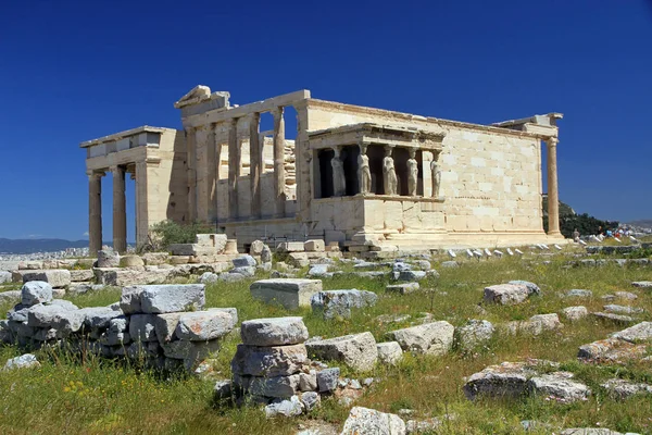 Porch Caryatids Erechtheion Erechtheum Acropolis Athens Greece — Stock Photo, Image