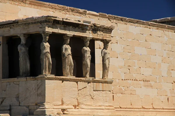 Portyk Karyatidów Erechtheion Lub Erechtheum Akropol Aten Grecji — Zdjęcie stockowe