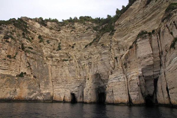 Скелі Морські Печери Острів Паксос Греція — стокове фото