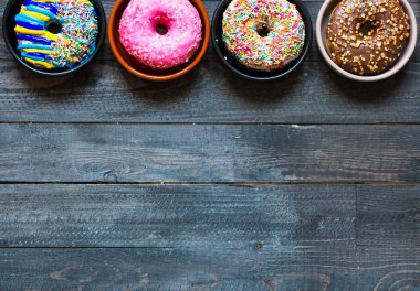 Colorful Donuts breakfast composition