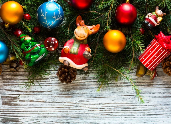 Kerstkaart met versieringen — Stockfoto
