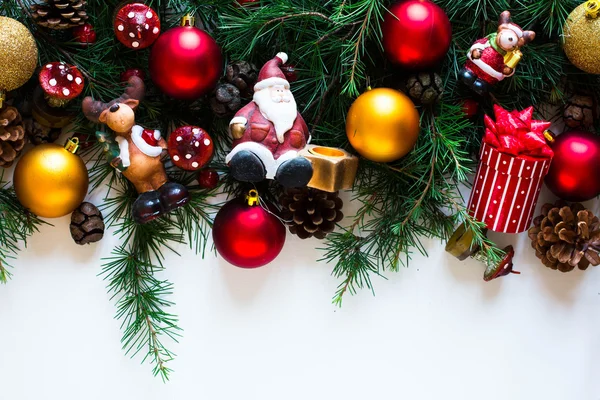 Karácsonyi üdvözlőlap díszítéssel — Stock Fotó