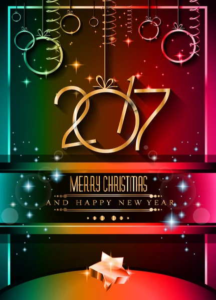 Nieuwjaar achtergrond, Greeting Card — Stockvector