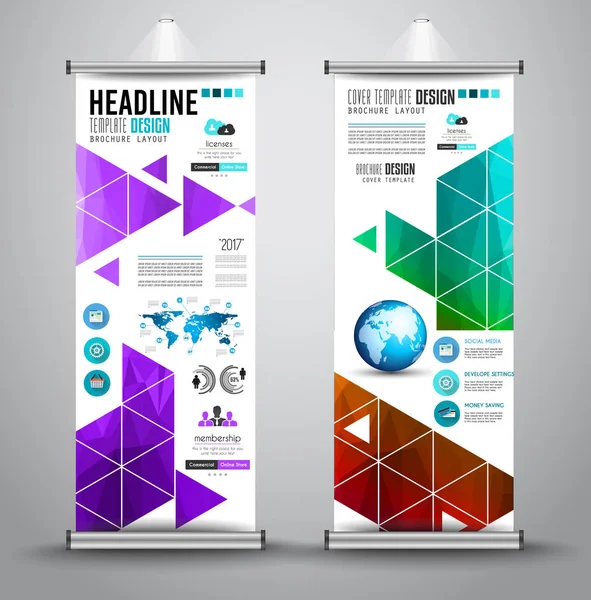 Anuncio roll up banners de negocios — Vector de stock