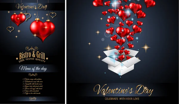 Valentine's Day Restaurant Menu Template — Stock Vector