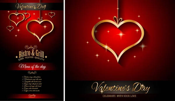Modèle de menu pour la Saint-Valentin — Image vectorielle