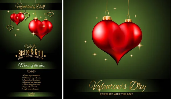 Valentine's Day Restaurant Menu Template — Stock Vector