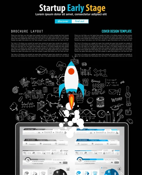 Startup Landing Web Design — Vetor de Stock