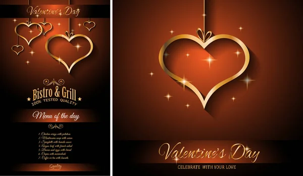 Modèle de menu pour la Saint-Valentin — Image vectorielle