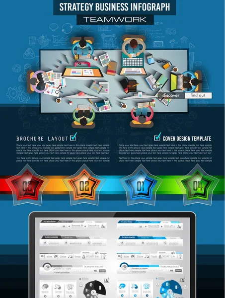 E-kereskedelem Infographic brosúra sablon — Stock Vector