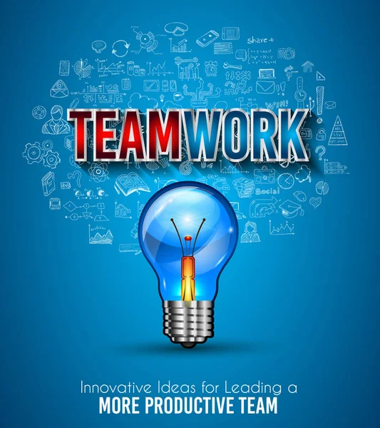 Teamwork word en gloeilamp — Stockvector