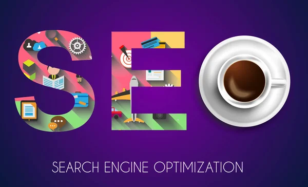 Seo concept d'optimisation des moteurs de recherche — Image vectorielle