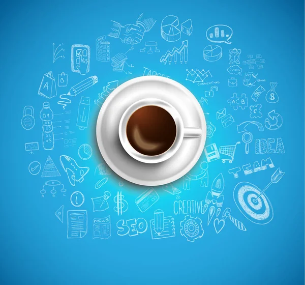 Modèle avec un café frais — Image vectorielle